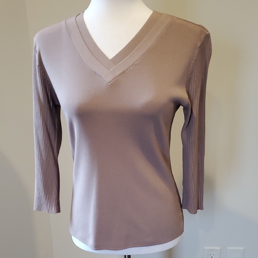 V-Neck Taupe Sweater